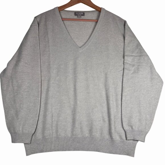 NWOT J.Crew Cashmere V-neck Oversized Sweater Size S Heather Fog Pullover BA394 - Picture 9 of 9